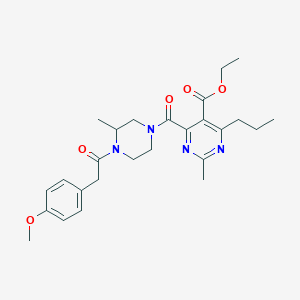 molecular formula C26H34N4O5 B15489996 Ethyl 4-{4-[(4-methoxyphenyl)acetyl]-3-methylpiperazine-1-carbonyl}-2-methyl-6-propylpyrimidine-5-carboxylate CAS No. 5929-78-2