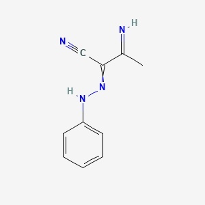molecular formula C10H10N4 B15490191 Butanenitrile, 3-imino-2-(phenylhydrazono)- CAS No. 5110-91-8