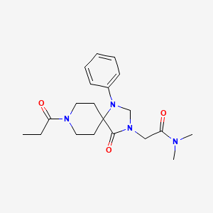 molecular formula C20H28N4O3 B15490320 N,N-dimethyl-2-(4-oxo-1-phenyl-8-propanoyl-1,3,8-triazaspiro[4.5]decan-3-yl)acetamide CAS No. 5998-37-8
