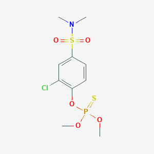 molecular formula C10H15ClNO5PS2 B15490412 Phosphorothioic acid, O,O-dimethyl ester, O-ester with 3-chloro-4-hydroxy-N,N-dimethylbenzenesulfonamide CAS No. 3347-43-1