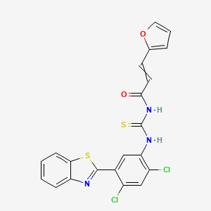 molecular formula C21H13Cl2N3O2S2 B15490419 N-[(5-benzothiazol-2-yl-2,4-dichloro-phenyl)thiocarbamoyl]-3-(2-furyl)prop-2-enamide CAS No. 5331-46-4