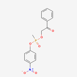 molecular formula C15H14NO6P B15490480 Phosphonic acid, methyl-, p-nitrophenyl phenacyl ester CAS No. 6203-26-5