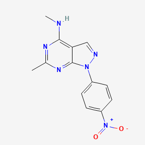 molecular formula C13H12N6O2 B15490940 n,6-Dimethyl-1-(4-nitrophenyl)-1h-pyrazolo[3,4-d]pyrimidin-4-amine CAS No. 5326-79-4