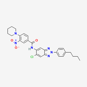 molecular formula C28H29ClN6O3 B15490992 N-[2-(4-butylphenyl)-6-chloro-benzotriazol-5-yl]-3-nitro-4-(1-piperidyl)benzamide CAS No. 5320-99-0