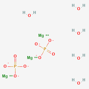 molecular formula H10Mg3O13P2 B154920 Phosphoric acid, magnesium salt (2:3), pentahydrate (8CI,9CI) CAS No. 10233-87-1