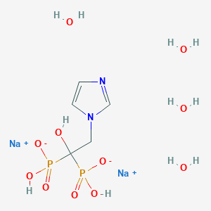 molecular formula C5H16N2Na2O11P2 B015493 Sodium (1-hydroxy-2-(1H-imidazol-1-yl)-1-Phosphonoethyl)phosphonate tetrahydrate CAS No. 165800-07-7