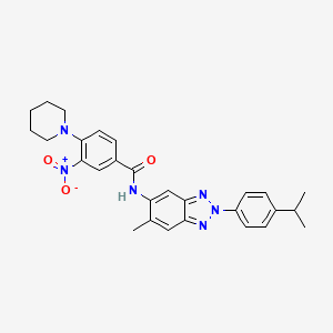 molecular formula C28H30N6O3 B15493878 N-{6-Methyl-2-[4-(propan-2-yl)phenyl]-2H-benzotriazol-5-yl}-3-nitro-4-(piperidin-1-yl)benzamide CAS No. 5317-36-2
