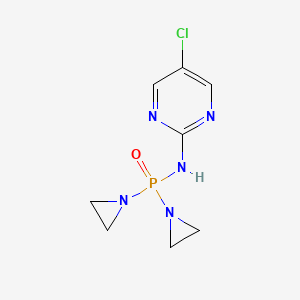molecular formula C8H11ClN5OP B15494033 Phosphinic amide, P,P-bis(1-aziridinyl)-N-(5-chloro-2-pyrimidinyl)- CAS No. 884-75-3