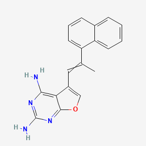 molecular formula C19H16N4O B15494392 Furo[2,3-d]pyrimidine-2,4-diamine, 5-[(1E)-2-(1-naphthalenyl)-1-propen-1-yl]- 