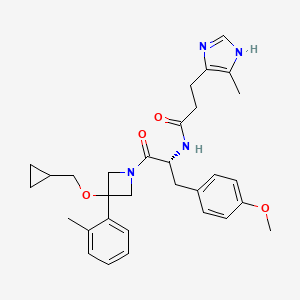molecular formula C31H38N4O4 B15494835 N-[(2R)-1-[3-(cyclopropylmethoxy)-3-(2-methylphenyl)azetidin-1-yl]-3-(4-methoxyphenyl)-1-oxopropan-2-yl]-3-(5-methyl-1H-imidazol-4-yl)propanamide 