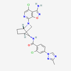 molecular formula C22H20Cl2N8O2 B15494929 N-[(1s,4s,7r)-2-(3-Amino-4-Chloro[1,2]oxazolo[5,4-C]pyridin-7-Yl)-2-Azabicyclo[2.2.1]heptan-7-Yl]-2-Chloro-4-(3-Methyl-1h-1,2,4-Triazol-1-Yl)benzamide 