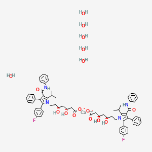 molecular formula C66H80CaF2N4O16 B15495037 calcium;(3R,5R)-7-[2-(4-fluorophenyl)-3-phenyl-4-(phenylcarbamoyl)-5-propan-2-ylpyrrol-1-yl]-3,5-dihydroxyheptanoate;hexahydrate 