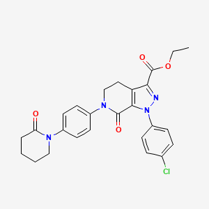 molecular formula C26H25ClN4O4 B15495062 Ethyl 1-(4-chlorophenyl)-7-oxo-6-(4-(2-oxopiperidin-1-yl)phenyl)-4,5,6,7-tetrahydro-1H-pyrazolo[3,4-c]pyridine-3-carboxylate 