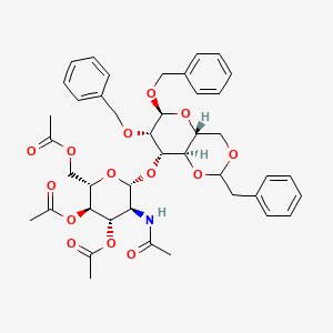 molecular formula C42H49NO14 B15495405 Benzyl 2-Benzyl-4,6-O-benzylidene-3-O-(2-acetamido-2-deoxy-3,4,6-tri-O-acetyl-D-glucopyranosyl)-D-mannopyranoside 