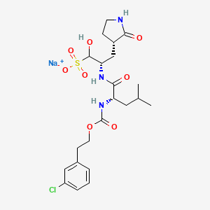 molecular formula C22H31ClN3NaO8S B15495600 sodium;(2S)-2-[[(2S)-2-[2-(3-chlorophenyl)ethoxycarbonylamino]-4-methylpentanoyl]amino]-1-hydroxy-3-[(3S)-2-oxopyrrolidin-3-yl]propane-1-sulfonate 