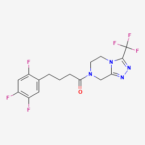 molecular formula C16H14F6N4O B15495672 1-(3-(trifluoromethyl)-5,6-dihydro-[1,2,4]triazolo[4,3-a]pyrazin-7(8H)-yl)-4-(2,4,5-trifluorophenyl)butan-1-one 