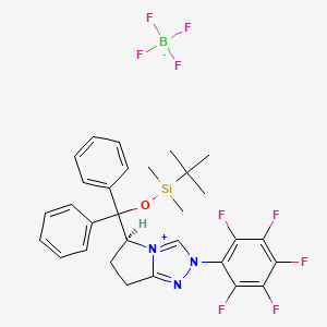 molecular formula C30H31BF9N3OSi B15495879 tert-butyl-dimethyl-[[(5S)-2-(2,3,4,5,6-pentafluorophenyl)-6,7-dihydro-5H-pyrrolo[2,1-c][1,2,4]triazol-4-ium-5-yl]-diphenylmethoxy]silane;tetrafluoroborate 