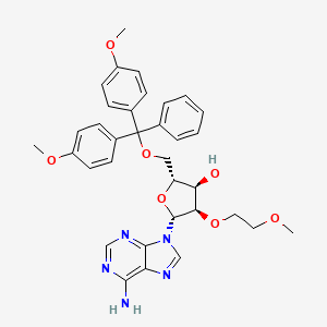 molecular formula C34H37N5O7 B15496375 MeOEt(-2)[DMT(-5)]Ribf(b)-adenin-9-yl 