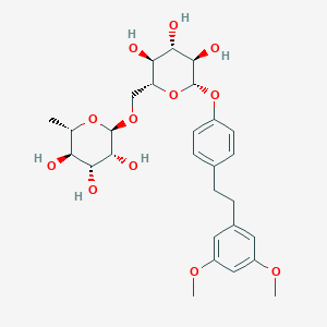 molecular formula C28H38O12 B15496966 1-(3',5'-dimethoxy)phenyl-2-[4''-O-beta-D-glucopyranosyl (6->1)-O-alpha-L-rhamnopyranosyl]phenylethane 