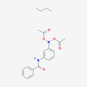 molecular formula C21H26N2O5 B15497080 acetic acid (N-acetyloxy-3-benzamidoanilino) ester; butane 