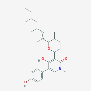 molecular formula C28H39NO4 B15497226 3-[6-(4,6-Dimethyloct-2-en-2-yl)-5-methyloxan-2-yl]-4-hydroxy-5-(4-hydroxyphenyl)-1-methylpyridin-2-one 