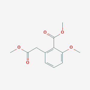 molecular formula C12H14O5 B15497310 Methyl 2-methoxy-6-(2-methoxy-2-oxoethyl)benzoate CAS No. 1214-87-5