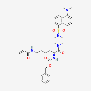 molecular formula C33H41N5O6S B15497353 Benzyl (S)-(6-acrylamido-1-(4-((5-(dimethylamino)naphthalen-1-yl)sulfonyl)piperazin-1-yl)-1-oxohexan-2-yl)carbamate 