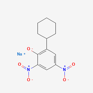 molecular formula C12H13N2NaO5 B15498044 2-Cyclohexyl-4,6-dinitrophenol, sodium salt CAS No. 130-60-9