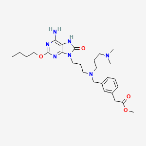 molecular formula C27H41N7O4 B15498346 methyl 2-[3-[[3-(6-amino-2-butoxy-8-oxo-7H-purin-9-yl)propyl-[3-(dimethylamino)propyl]amino]methyl]phenyl]acetate 