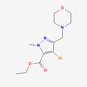 molecular formula C12H18BrN3O3 B15498377 Ethyl 4-bromo-1-methyl-3-(morpholinomethyl)-1H-pyrazole-5-carboxylate 