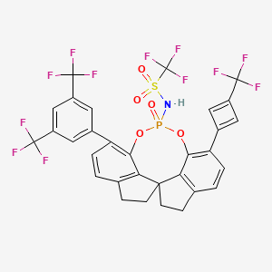 molecular formula C31H18F12NO5PS B15498512 N-[1-[3,5-bis(trifluoromethyl)phenyl]-12-oxo-10-[3-(trifluoromethyl)cyclobuta-1,3-dien-1-yl]-4,5,6,7-tetrahydroiindeno[7,1-de:1',7'-fg][1,3,2]dioxaphosphocin-12-yl]-1,1,1-trifluoromethanesulfonamide 