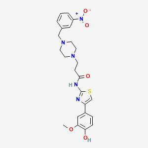 molecular formula C24H27N5O5S B15498938 N-[4-(4-hydroxy-3-methoxyphenyl)-1,3-thiazol-2-yl]-3-[4-[(3-nitrophenyl)methyl]piperazin-1-yl]propanamide 