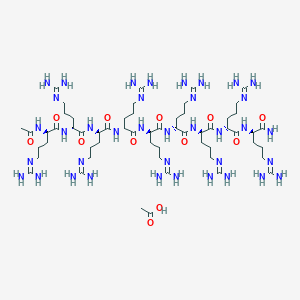 molecular formula C58H117N37O12 B15499015 (2R)-2-[[(2R)-2-[[(2R)-2-[[(2R)-2-[[(2R)-2-[[(2R)-2-[[(2R)-2-[[(2R)-2-[[(2R)-2-acetamido-5-(diaminomethylideneamino)pentanoyl]amino]-5-(diaminomethylideneamino)pentanoyl]amino]-5-(diaminomethylideneamino)pentanoyl]amino]-5-(diaminomethylideneamino)pentanoyl]amino]-5-(diaminomethylideneamino)pentanoyl]amino]-5-(diaminomethylideneamino)pentanoyl]amino]-5-(diaminomethylideneamino)pentanoyl]amino]-5-(diaminomethylideneamino)pentanoyl]amino]-5-(diaminomethylideneamino)pentanamide;acetic acid 