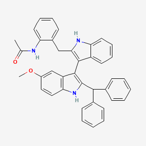 molecular formula C39H33N3O2 B15499750 N-(2-((2'-Benzhydryl-5'-methoxy-1H,1'H-[3,3'-biindol]-2-yl)methyl)phenyl)acetamide 