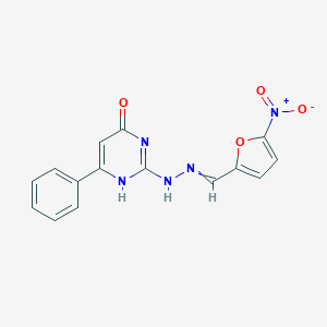 molecular formula C15H11N5O4 B155000 5-Nitro-2-furaldehyde 4-hydroxy-6-phenyl-2-pyrimidinylhydrazone CAS No. 1899-63-4