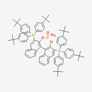 molecular formula C80H89O4PSi2 B15500581 tris(4-tert-butylphenyl)-[13-hydroxy-13-oxo-16-tris(4-tert-butylphenyl)silyl-12,14-dioxa-13λ5-phosphapentacyclo[13.8.0.02,11.03,8.018,23]tricosa-1(15),2(11),3,5,7,9,16,18,20,22-decaen-10-yl]silane 