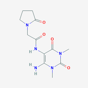 molecular formula C12H17N5O4 B155010 N-(4-amino-1,3-dimethyl-2,6-dioxopyrimidin-5-yl)-2-(2-oxopyrrolidin-1-yl)acetamide CAS No. 132351-15-6