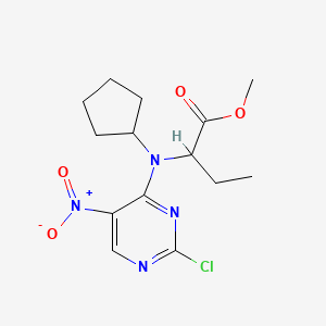 molecular formula C14H19ClN4O4 B15501541 methyl (2S)-2-[(2-chloro-5-nitro-pyrimidin-4-yl)-cyclopentyl-amino]butanoate 