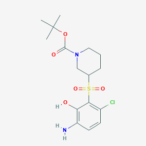 molecular formula C16H23ClN2O5S B15501863 Tert-butyl 3-(3-amino-6-chloro-2-hydroxyphenyl)sulfonylpiperidine-1-carboxylate 
