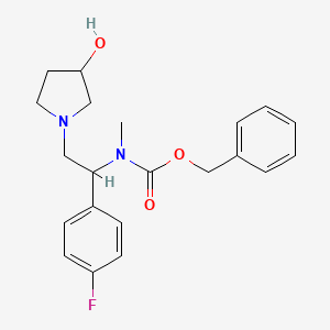 molecular formula C21H25FN2O3 B15502760 benzyl N-[1-(4-fluorophenyl)-2-(3-hydroxypyrrolidin-1-yl)ethyl]-N-methylcarbamate 