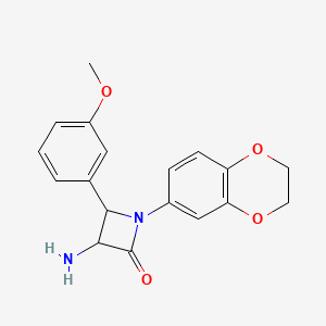 molecular formula C18H18N2O4 B15502910 3-Amino-1-(2,3-dihydrobenzo[b][1,4]dioxin-6-yl)-4-(3-methoxyphenyl)azetidin-2-one 