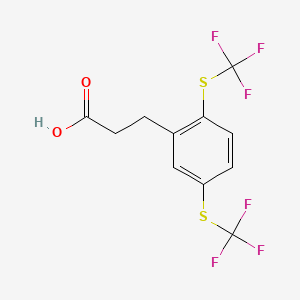 molecular formula C11H8F6O2S2 B15504703 (2,5-Bis(trifluoromethylthio)phenyl)propanoic acid 