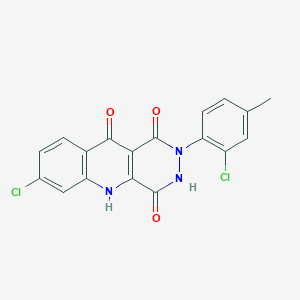molecular formula C18H11Cl2N3O3 B15504724 Pyridazino[4,5-b]quinoline-1,4,10(5H)-trione, 7-chloro-2-(2-chloro-4-methylphenyl)-2,3-dihydro- 