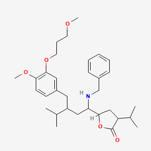 molecular formula C32H47NO5 B15505501 (3S,5S)-5-[(1R,3S)-1-(benzylamino)-3-{[4-methoxy-3-(3-methoxypropoxy)phenyl]methyl}-4-methylpentyl]-3-(propan-2-yl)oxolan-2-one 