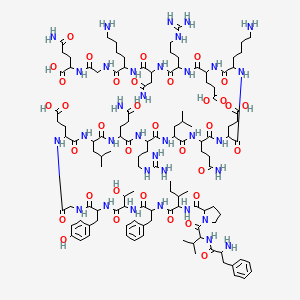 molecular formula C121H190N34O35 B15505733 5-amino-2-[[2-[[6-amino-2-[[4-amino-2-[[2-[[2-[[6-amino-2-[[2-[[5-amino-2-[[2-[[2-[[5-amino-2-[[2-[[2-[[2-[[2-[[2-[[2-[[2-[[1-[2-[(2-amino-3-phenylpropanoyl)amino]-3-methylbutanoyl]pyrrolidine-2-carbonyl]amino]-3-methylpentanoyl]amino]-3-phenylpropanoyl]amino]-3-hydroxybutanoyl]amino]-3-(4-hydroxyphenyl)propanoyl]amino]acetyl]amino]-4-carboxybutanoyl]amino]-4-methylpentanoyl]amino]-5-oxopentanoyl]amino]-5-carbamimidamidopentanoyl]amino]-4-methylpentanoyl]amino]-5-oxopentanoyl]amino]-4-carboxybutanoyl]amino]hexanoyl]amino]-4-carboxybutanoyl]amino]-5-carbamimidamidopentanoyl]amino]-4-oxobutanoyl]amino]hexanoyl]amino]acetyl]amino]-5-oxopentanoic acid 