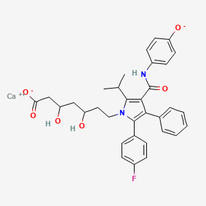 molecular formula C33H33CaFN2O6 B15506238 Calcium;7-[2-(4-fluorophenyl)-4-[(4-oxidophenyl)carbamoyl]-3-phenyl-5-propan-2-ylpyrrol-1-yl]-3,5-dihydroxyheptanoate 