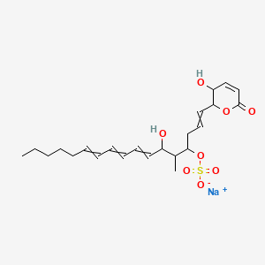 molecular formula C23H33NaO8S B15507304 Sodium;[6-hydroxy-1-(3-hydroxy-6-oxo-2,3-dihydropyran-2-yl)-5-methylheptadeca-1,7,9,11-tetraen-4-yl] sulfate 