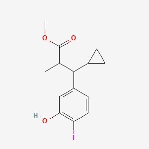 molecular formula C14H17IO3 B15507420 Methyl 3-cyclopropyl-3-(3-hydroxy-4-iodophenyl)-2-methylpropanoate 