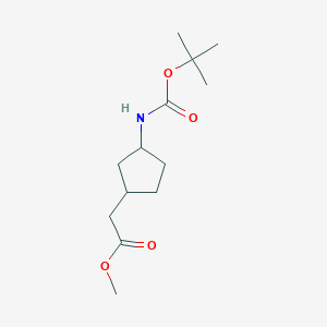 molecular formula C13H23NO4 B15508060 methyl2-((1S,3S)-3-((tert-butoxycarbonyl)amino)cyclopentyl)acetate 