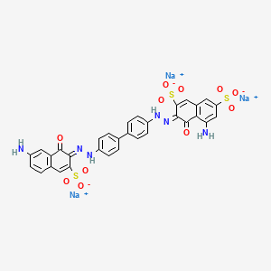molecular formula C32H21N6Na3O11S3 B15508120 trisodium;(3Z)-5-amino-3-[[4-[4-[(2Z)-2-(7-amino-1-oxo-3-sulfonatonaphthalen-2-ylidene)hydrazinyl]phenyl]phenyl]hydrazinylidene]-4-oxonaphthalene-2,7-disulfonate 